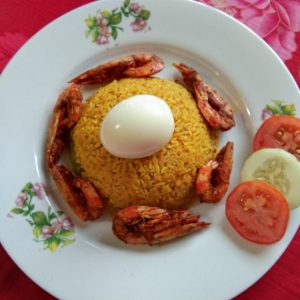 Bhuna Khichuri with Fried Shrimp