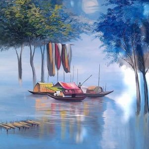 CharuKaru Painting (Village Boat)