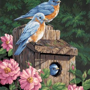 CharuKaru Painting-(Garden Bluebirds)